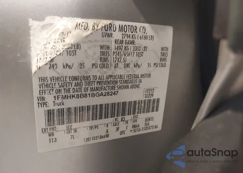 2011 Ford Explorer z USA, uszkodzony, nr VIN 1FMHK8B81BGA28247